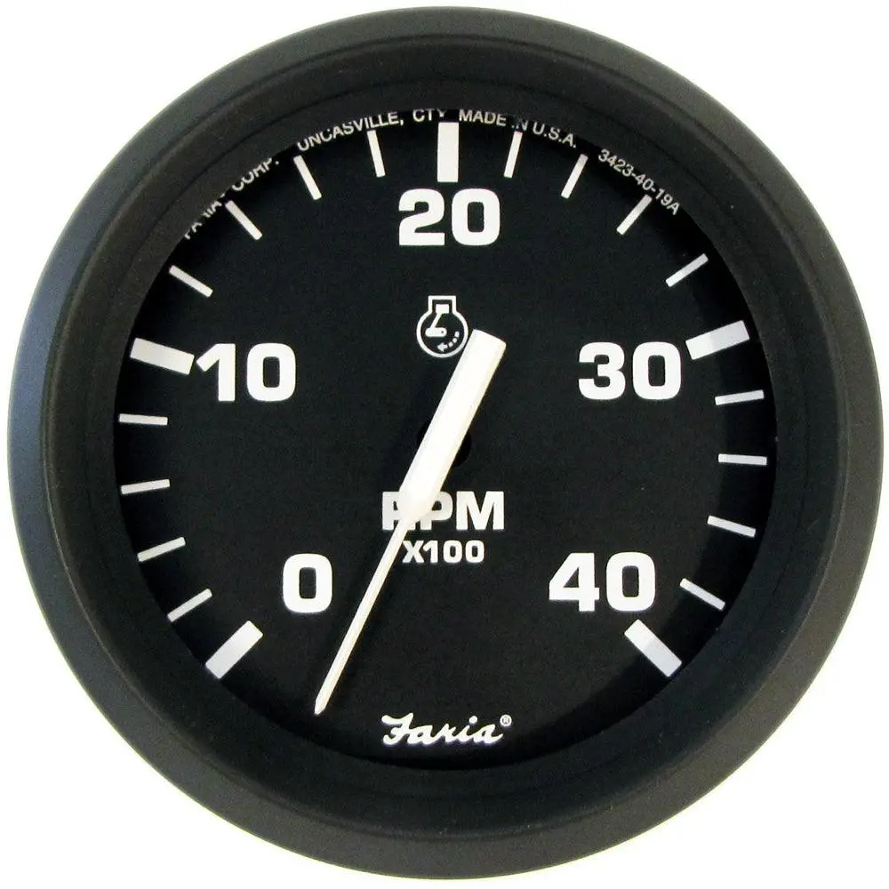 Faria Euro Black 4" Tachometer - 4000 Rpm (Diesel) (Mechanical Takeoff) [32842] 1