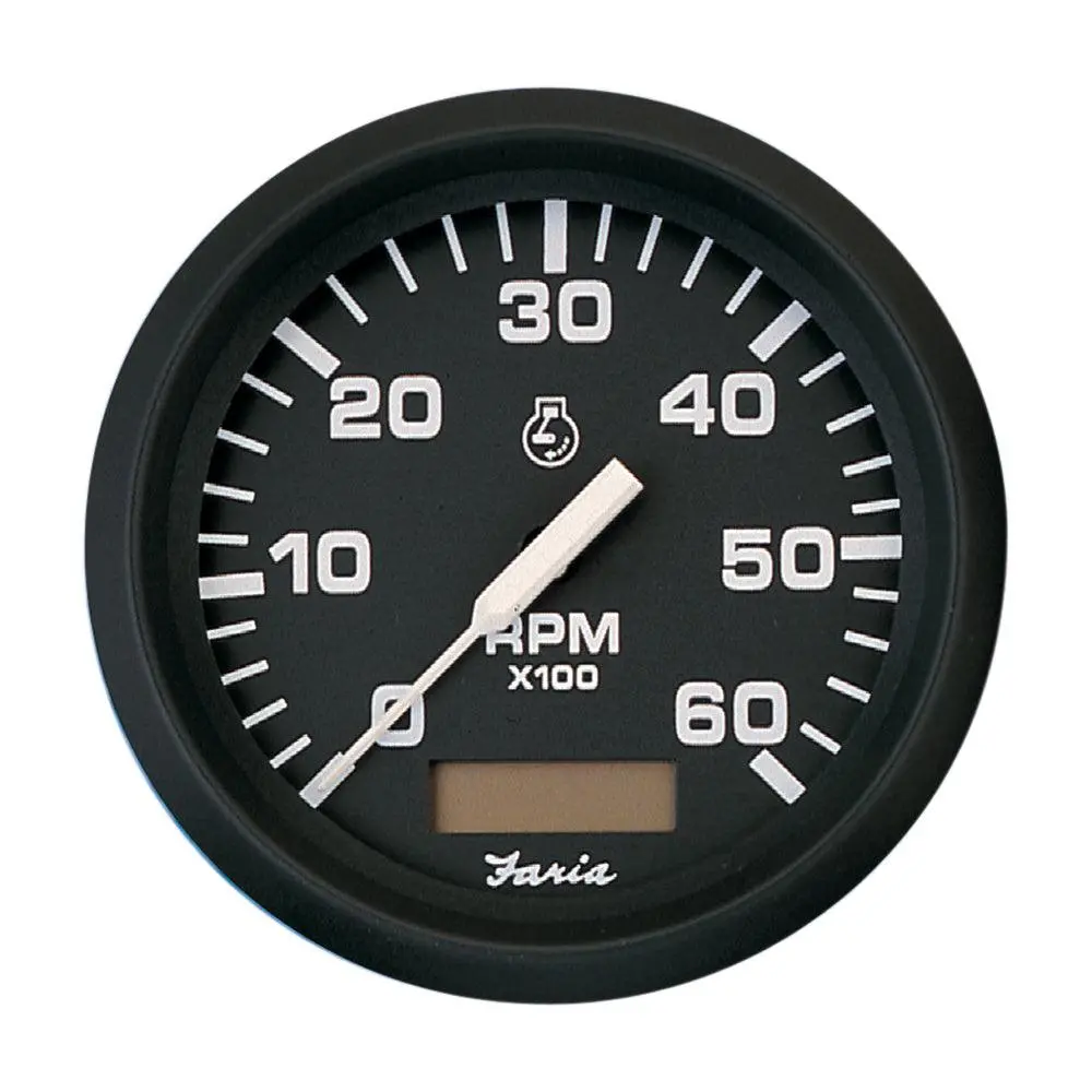 Faria Euro Black 4" Tachometer W/Hourmeter - 6,000 Rpm (Gas - Inboard) [32832] 1