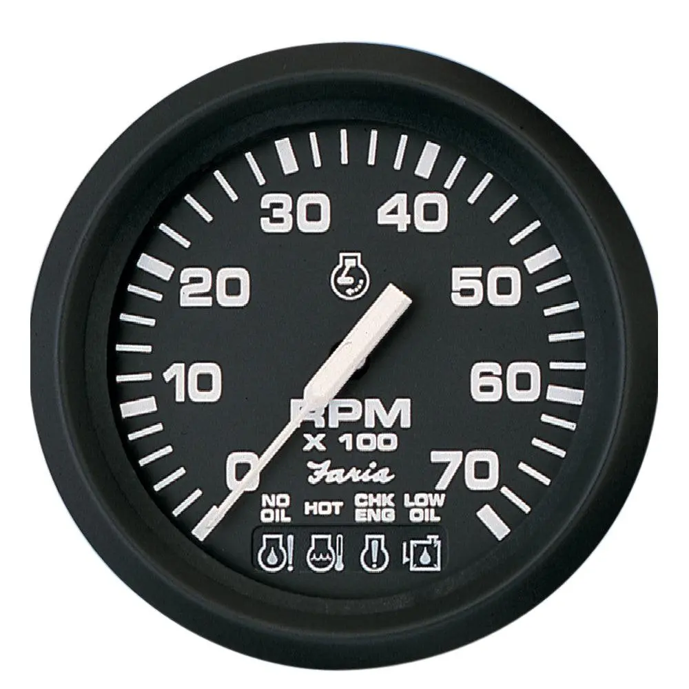 Faria Euro Black 4" Tachometer W/Systemcheck 7000 Rpm (Gas) F/ Johnson / Evinrude Outboard) [32850] 1