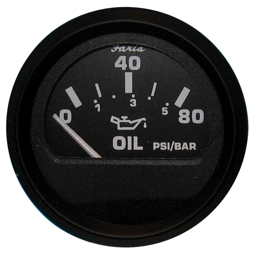 Faria Euro Black 2" Oil Pressure Gauge (80 Psi) [12803] 1