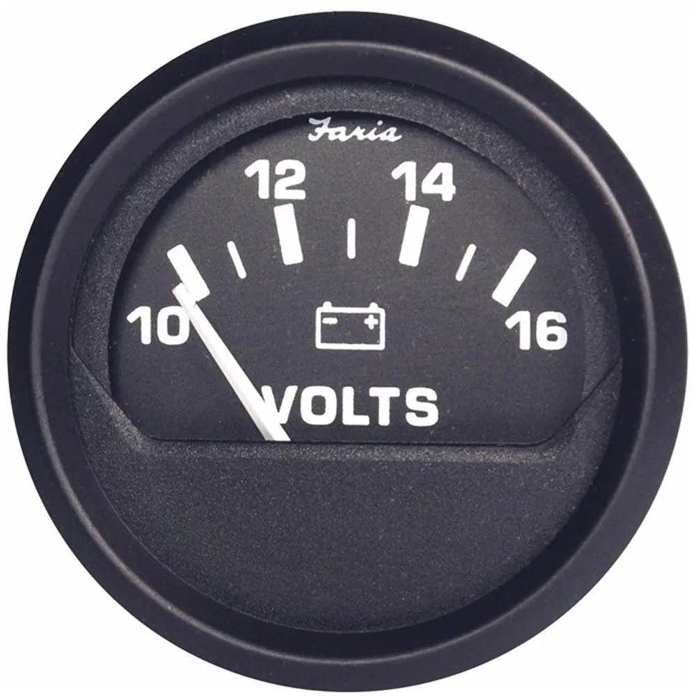 Faria Euro Black 2" Voltmeter (10-16 V) [12821] 1