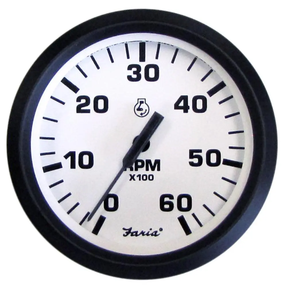 Faria Euro White 4" Tachometer - 6000 Rpm (Gas) (Inboard  I/O) [32904] 1