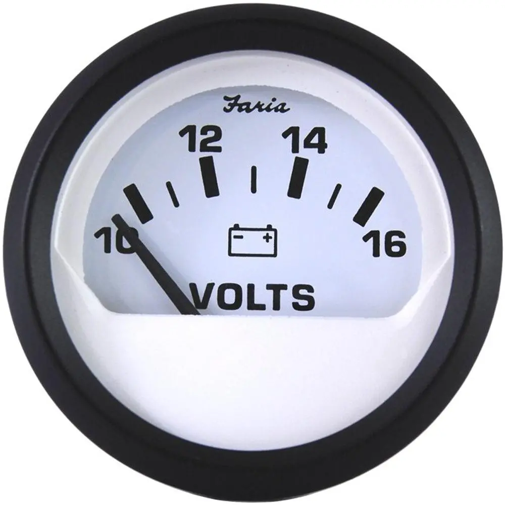 Faria Euro White 2" Voltmeter (10-16 Vdc) [12911] 1
